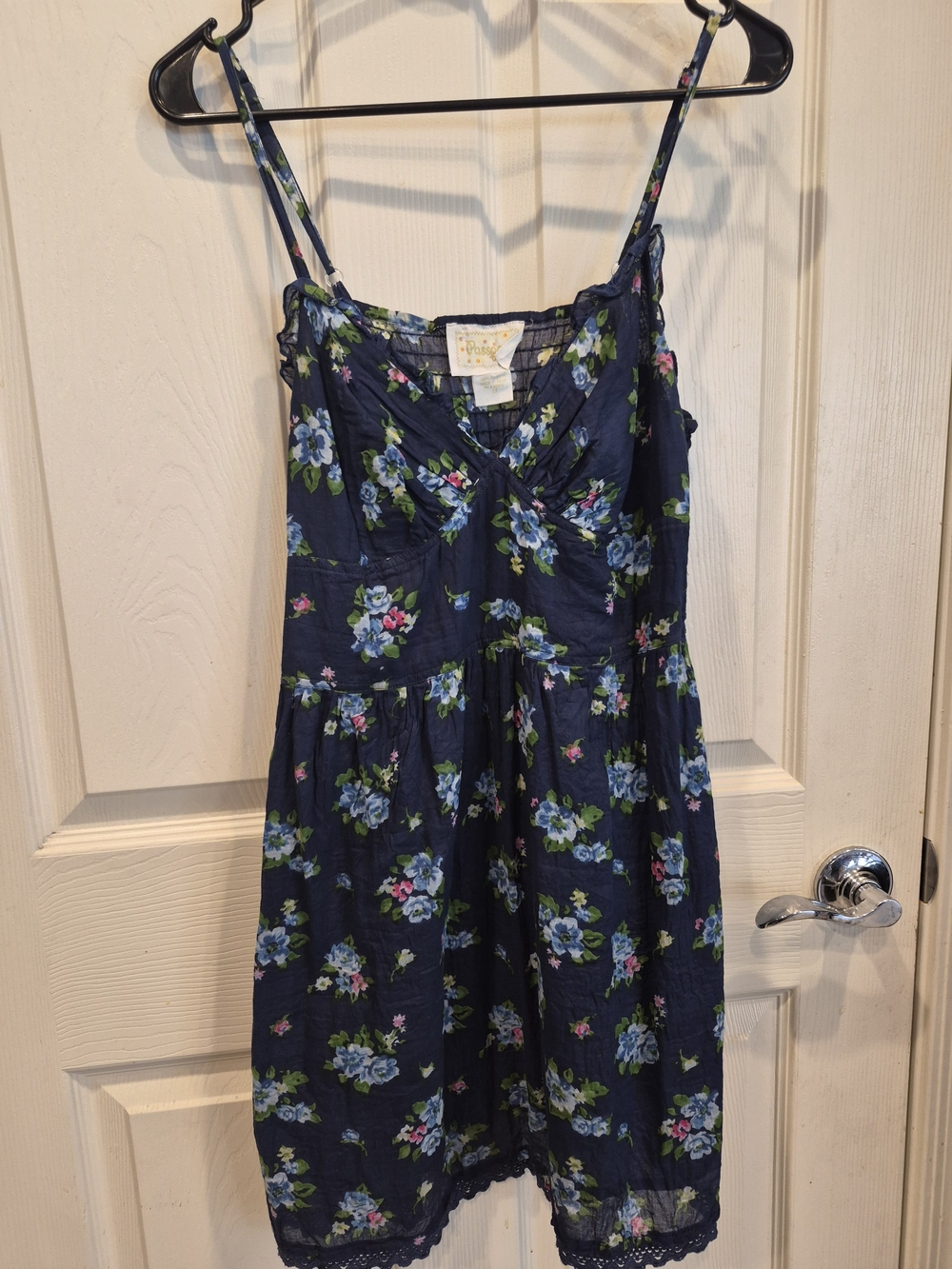 Passport Navy Floral Mini Dress with Blue & Green Flowers